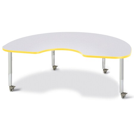 Jonti-Craft Berries Kidney Activity Table, 48 in. x 72 in., Mobile, Freckled Gray/Yellow/Gray 6423JCM007